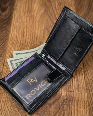 Černá pánská kožená peněženka RFID v krabičce LOREN