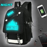 Cyberpunk svítící černý studentský batoh, USB port