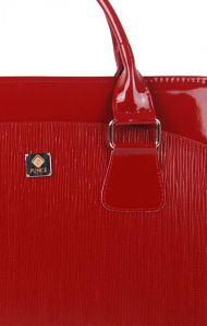 PUNCE LC-01 červená rýhovaná dámská kabelka pro notebook do 15.6 palce