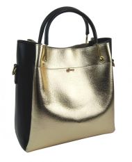 Elegantní dámská kabelka S728 zlatá s černými doplňky GROSSO