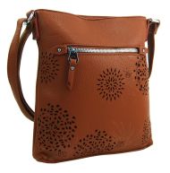 Crossbody dámská kabelka v květovaném designu hnědá 5432-BB