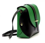 Kožená moderní malá dámská crossbody kabelka černá / zelená