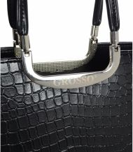 Luxusní kabelka černá matná S7 krokodýl GROSSO