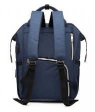 KONO Modrý mateřský batoh s puntíky a USB vhodný i na kočárek