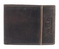 Hnědá pánská kožená broušená peněženka v krabičce WILD