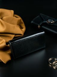 Cavaldi Kožená peněženka dámská černo-modrá v dárkové krabičce