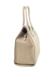 Béžová dámská kabelka do ruky v proplétaném stylu 4490-TS