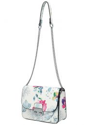 Crossbody dámská kabelka na řetízku v květovaném motivu XS7033 světle šedá