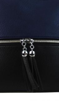 Malá crossbody kabelka se stříbrným zipem NH6021 modrá
