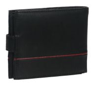 GROSSO Kožená pánská peněženka černá-červená RFID se zápinkou v krabičce