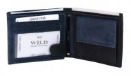 Modrá pánská kožená broušená peněženka v krabičce WILD