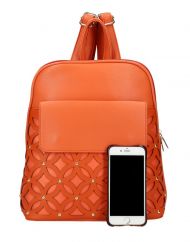 Oranžový dámský módní batůžek v perforovaném designu AM0109