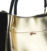 Elegantní dámská kabelka S728 zlatá s černými doplňky GROSSO