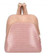 Růžový dámský módní batůžek v kroko designu AM0106