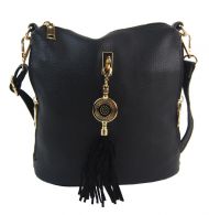 Malá crossbody dámská kabelka s bočními kapsami 4905-BB černá