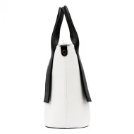 Kožená moderní bílo-černá dámská kabelka do ruky