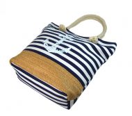 Modro-bílá lehká plážová taška s kotvou 068-2