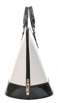 Luxusní kabelka do ruky bílo-černý lak S24 GROSSO