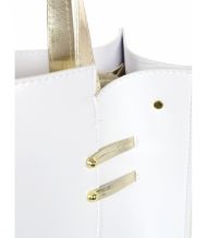 Bílá / zlatá moderní obdélníková dámská kabelka S753 GROSSO