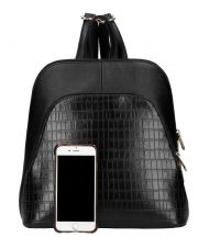 Černý dámský módní batůžek v kroko designu AM0106