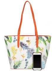 DAVID JONES Oranžová dámská kabelka přes rameno v květovaném designu 6306-4