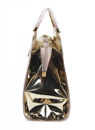 Luxusní pudrovo-zlatá kroko kabelka do ruky S81 GROSSO