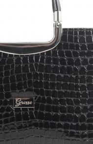 Elegantní černá lakovaná kroko kabelka S8 GROSSO