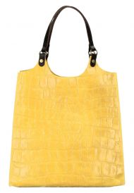 Kožená velká dámská kabelka Ginevra žlutá