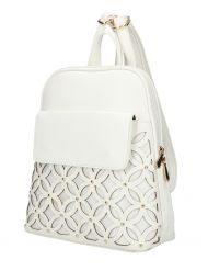 Smetanově bílý dámský módní batůžek v perforovaném designu AM0109