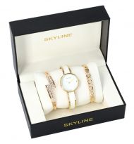 SKYLINE dámská dárková sada bílo-zlaté hodinky s náramky SM0013