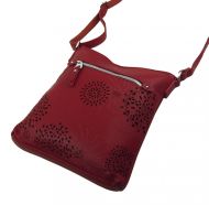 Crossbody dámská kabelka v květovaném designu tmavě červená 5432-BB