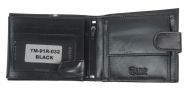 GROSSO Kožená lesklá pánská peněženka černá RFID se zápinkou v krabičce