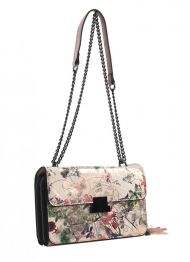 Crossbody dámská kabelka na řetízku s potiskem 6257 růžová