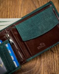 Kožená zelená pánská peněženka v krabičce RFID Forever Young
