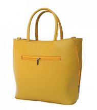 Žlutá dámská shopper kabelka s kroko vzorem S585 GROSSO