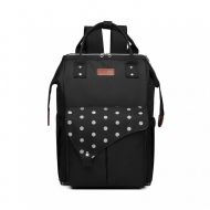 KONO Černý mateřský batoh s puntíky a USB vhodný i na kočárek