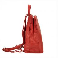 Kožený červený dámský módní batůžek se dvěma oddíly