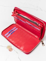 Praktická dámská zipová červená hadí peněženka v dárkové krabičce