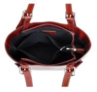 Velká černo-červená kožená dámská kabelka přes rameno