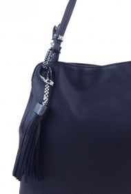 Tmavě modrá moderní kabelka přes rameno s hadími ramínky 4896-BB