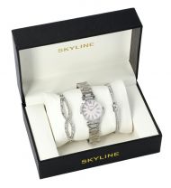 SKYLINE dámská dárková sada stříbrné hodinky s náramky SM0020