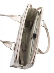 PUNCE LC-01 béžová lakovaná dámská kabelka pro notebook do 15.6 palce