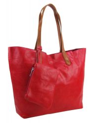 Velká červená shopper dámská taška s crossbody uvnitř