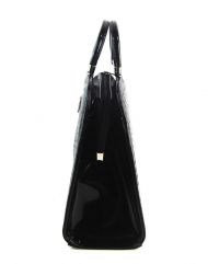 Luxusní černá lakovaná kroko kabelka do ruky S81 GROSSO