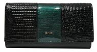 Cavaldi černo-zelená dámská kroko peněženka kůže/PU v dárkové krabičce