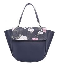 DIANA & CO Květinová dámská taška s klopou modrá