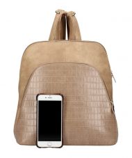 Camel hnědý dámský módní batůžek v kroko designu AM0106