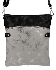 Elegantní malá dámská crossbody kabelka 16216 černá s šedostříbrnou patinou