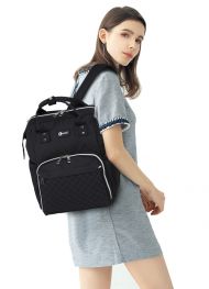 KONO Černý batoh pro maminky s USB portem vhodný i na kočárek