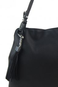 Černá moderní kabelka přes rameno s hadími ramínky 4896-BB